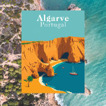 Postal Algarve, Portugal, arte retro europeo<br><div class="desc">Descubra la cautivadora belleza del Algarve, Portugal, con esta postal retro, con sus espectaculares acantilados, sus brillantes aguas azules y sus icónicas playas de arena. El Algarve es uno de los escaparates costeros más populares de Europa y es famoso por sus calas escondidas, sus vibrantes pueblos pesqueros y sus paisajes...</div>