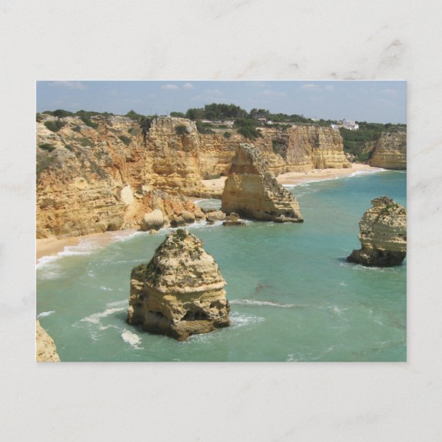 Postal Algarve, Portugal, playa de Benagil y acantilados (Anverso)
