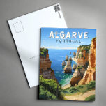 Postal Algarve Portugal Viajes Arte Vintage<br><div class="desc">Diseño de arte vectorial de algarve. El Algarve,  la región más meridional de Portugal,  es conocida por sus playas del Atlántico y sus complejos de golf.</div>