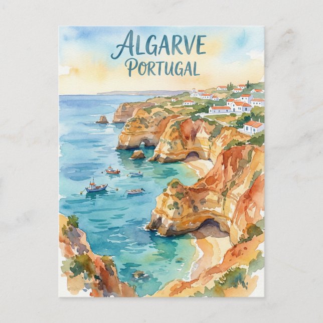 Postal Algarve Portugal water color (Anverso)