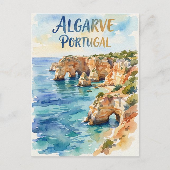Postal Algarve Portugal water color (Anverso)