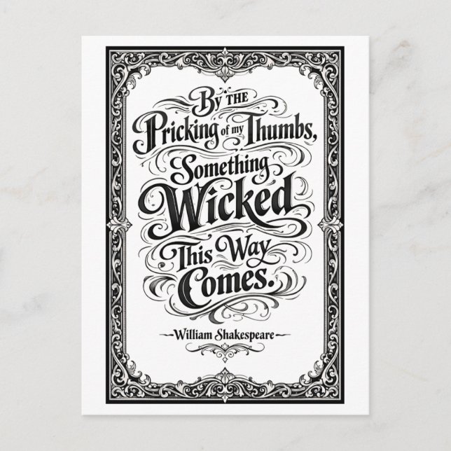 Postal "Algo malvado viene de camino" Shakespeare (Anverso)
