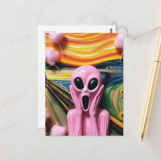 Postal Algodón de Azúcar de Alien Rosa Gritando Arte Paro