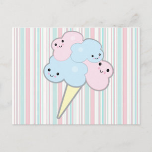 Postal algodón de azúcar kawaii adorable