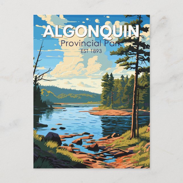Postal Algonquin Parque Provincial Viaje Arte Vintage (Anverso)