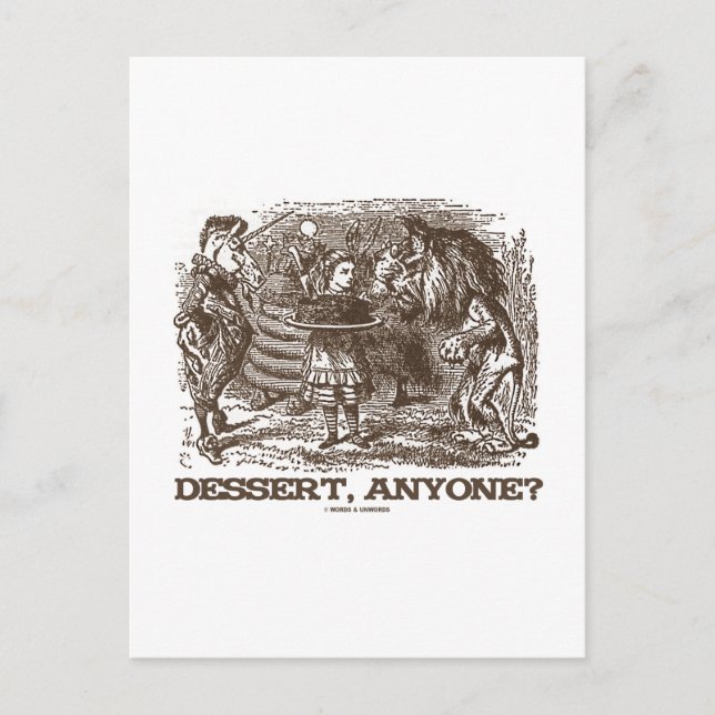 Postal ¿Alguien quiere postre? (Unicorn Alice Lion Wonder (Anverso)