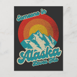 Postal Alguien retro vintage en Alaska me ama a los 70 AK