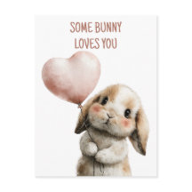 Algún conejo te ama con globo de corazón
