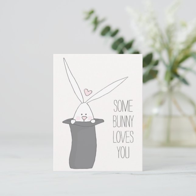 Postal Alguno Conejo Te Ama - Dulces Valentines de Aula (Anverso de pie)