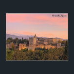 Postal Alhambra, Granada España<br><div class="desc">La Alhambra,  ubicada en Granada,  Andalucía,  España,  fue construida originalmente como una pequeña fortaleza en AD 889 sobre los restos de fortificaciones romanas y luego ignorada hasta que sus ruinas fueron renovadas y reconstruidas a mediados del siglo XIII.</div>