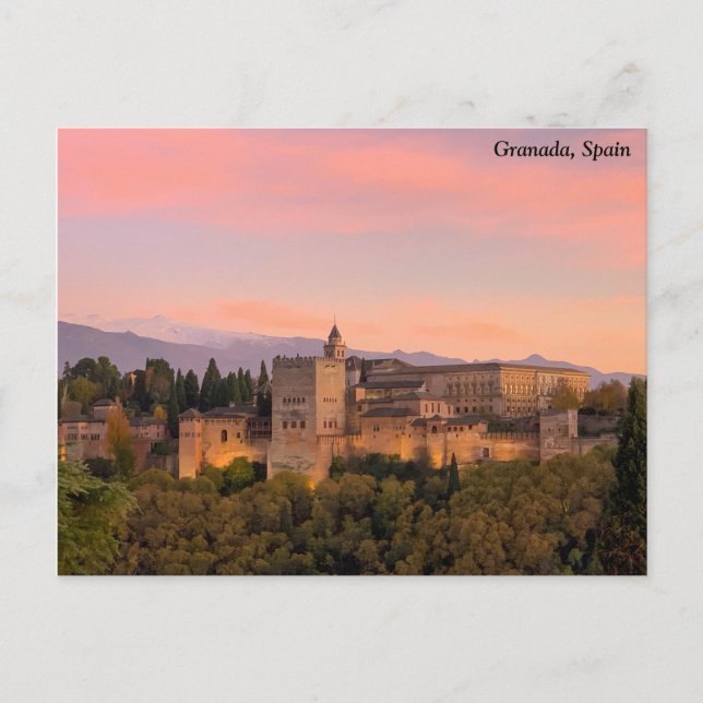 Postal Alhambra, Granada España (Anverso)