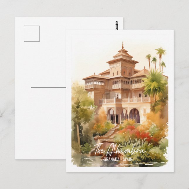 Postal Alhambra Granada España Lugar de Viaje Famoso (Anverso / Reverso)
