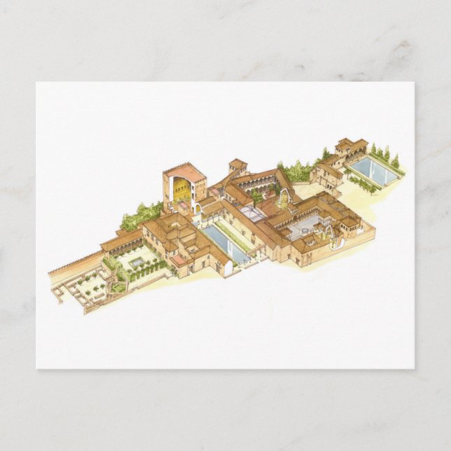 Postal Alhambra Granada España. Palacios reales (Anverso)