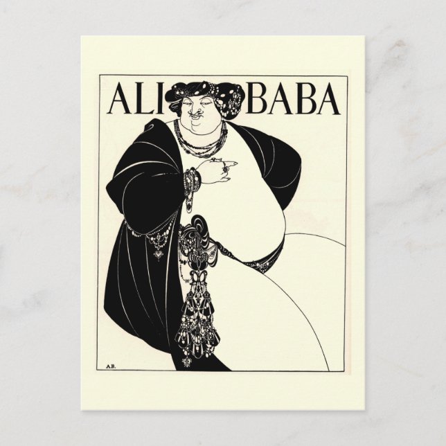 Postal Ali Baba de Aubrey Beardsley (Anverso)