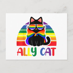 Postal Aliado LGBT Gato Sé Amable Arcoíris Divertido Band