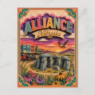 Postal Alianza de Nebraska PopCut States Arte en Papel