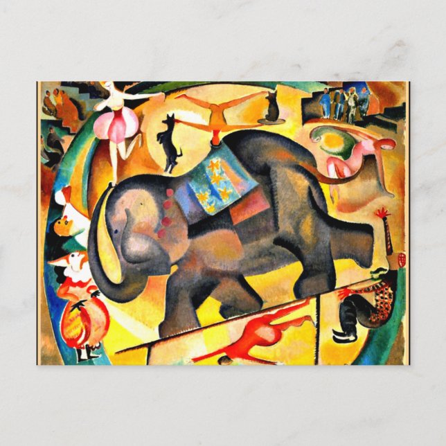 Postal Alice Bailly - El elefante, pintura de arte fino (Anverso)