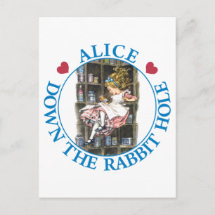POSTAL ALICE BAJO EL AGUJERO DEL RABBIT