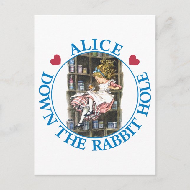 POSTAL ALICE BAJO EL AGUJERO DEL RABBIT (Anverso)