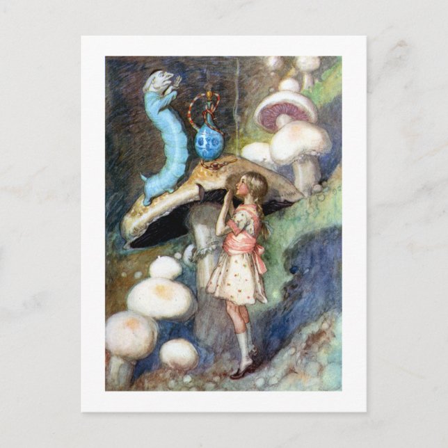Postal Alice busca consejo de la oruga (Anverso)