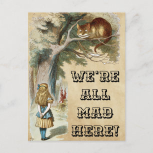 Postal Alice - Cheshire Cat 1890 - ¡TODOS ESTAMOS MAL AQU