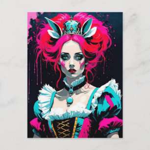 Postal Alice como la Reina Rosa Fucsia