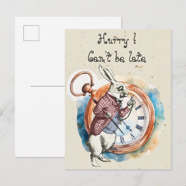 Postal Alice - Conejo Blanco 1865 (Anverso / Reverso)
