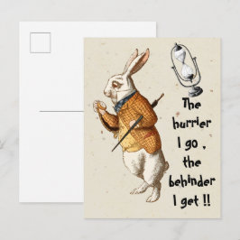 Postal Alice - Conejo Blanco - Reloj de Arena 1865