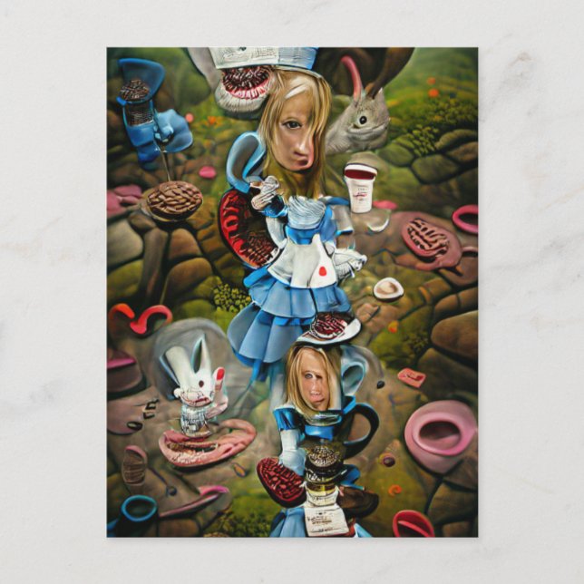 Postal Alice en el país de las maravillas IA salió mal  (Anverso)