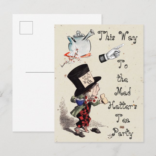 Postal Alice - Fiesta del Sombrerero Loco 1865  (Anverso / Reverso)