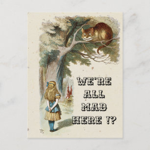 Postal Alice - Gato de Cheshire 1890 - ¡Estamos todos loc