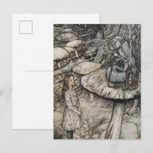 Postal Alice hablando con la oruga Pequeña