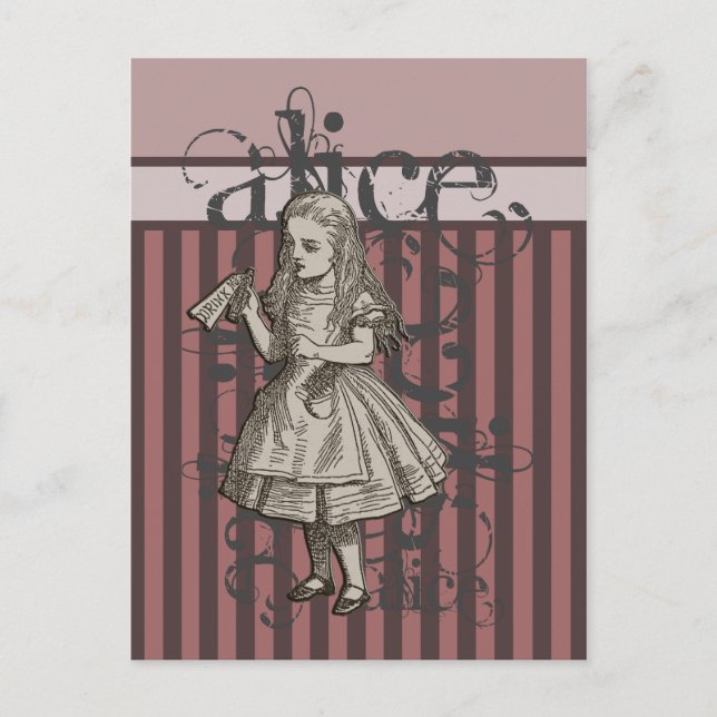 Postal Alice In Wonderland Grunge (Rosa) (Anverso)