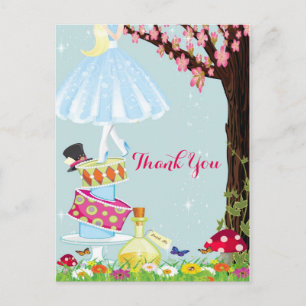 Postal Alice in Wonderland Thank You Postcards