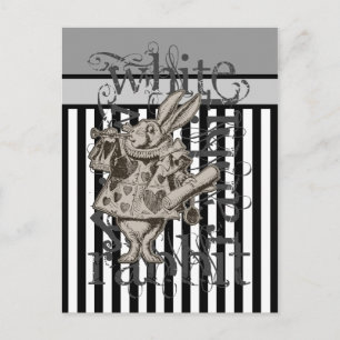 Postal Alice In Wonderland White Rabbit Grunge