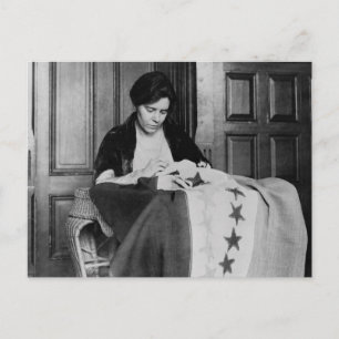 Postal Alice Paul, masticando la bandera del sufragio, añ