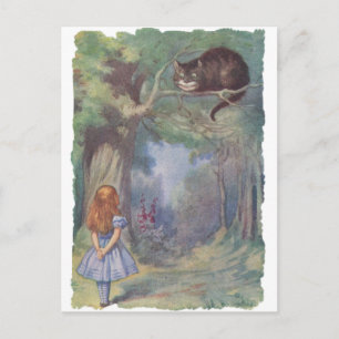 Postal Alice se encuentra con el gato de Cheshire