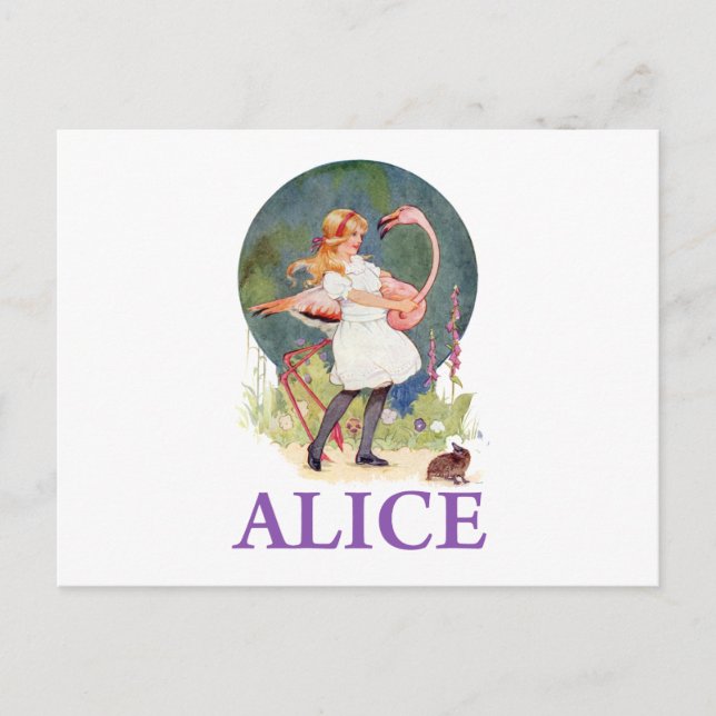 POSTAL ALICE SE PREPARA PARA JUGAR EL COQUETE FLAMINGO (Anverso)