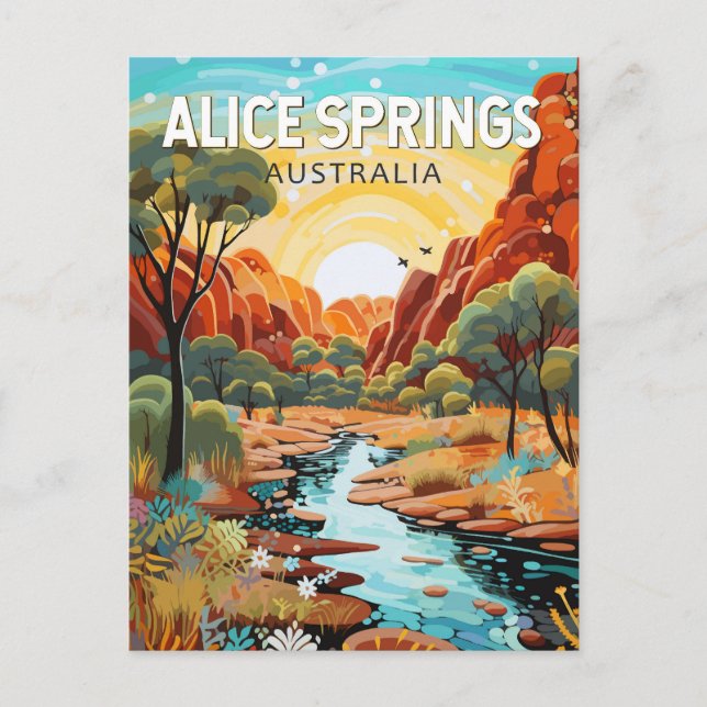 Postal Alice Springs Australia Viajes de arte (Anverso)