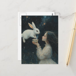 Postal Alice Tea With the Rabbit Fantasy