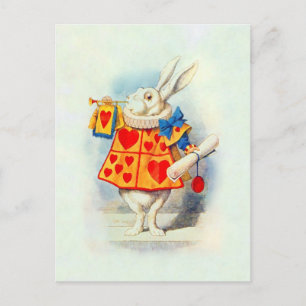 Postal Alice Wonderland ~ Corazones rojos de conejo posta