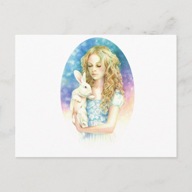 Postal Alice y el conejo (Anverso)