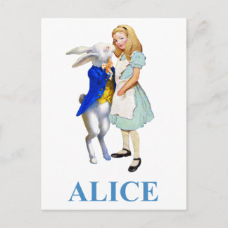 Postal Alice y el conejo blanco en Wonderland