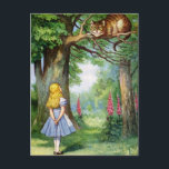 POSTAL ALICE Y EL GATO DE CHESHIRE<br><div class="desc">Alicia conoce al gato de Cheshire en Alicia en el país de las maravillas. ¿Quiénes sois? Gran diversión, hermosa obra de arte.</div>