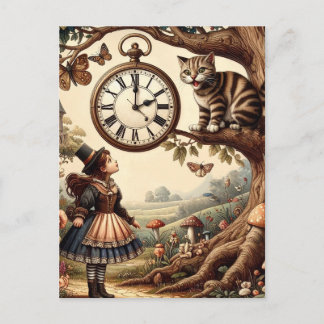 Postal Alice y el Gato de Cheshire: Fantasía Caprichosa d