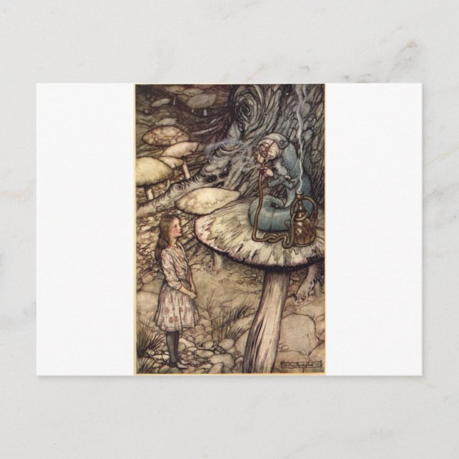 Postal Alice y la oruga (Anverso)