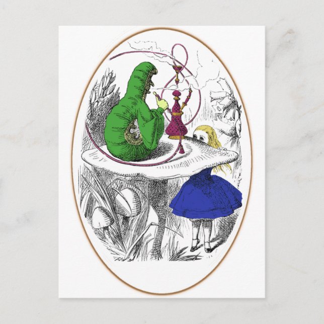Postal Alice y la oruga (Anverso)