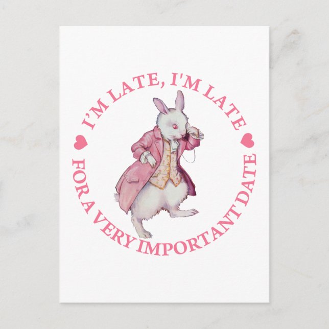 POSTAL ALICE'S WHITE RABBIT DICE: "ESTOY TARDE, YO ESTOY  (Anverso)