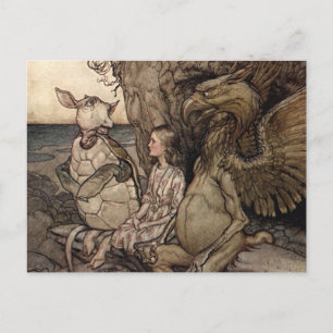 Postal Alicia con el Griffin y la Tortuga Falsa