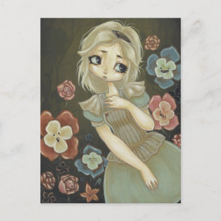 Postal Alicia con flores parlantes de arte en el país de 